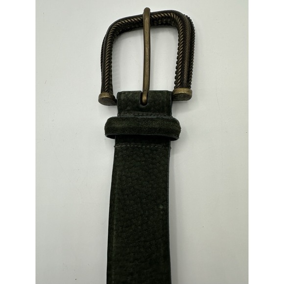 Vintage Carlisle Dark Green Leather Belt Western Rope Buckle USA 38 M